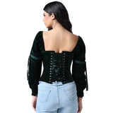 Emerald Off-Shoulder Green Velvet Corset Top |  Renaissance Corset