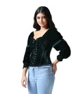 Emerald Off-Shoulder Green Velvet Corset Top |  Renaissance Corset