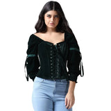 Emerald Off-Shoulder Green Velvet Corset Top |  Renaissance Corset