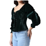Emerald Off-Shoulder Green Velvet Corset Top |  Renaissance Corset