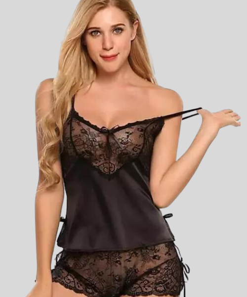 French Daina Black Babydoll Nightwear