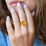 Elegant Floral Medallion Gold-Tone Ring