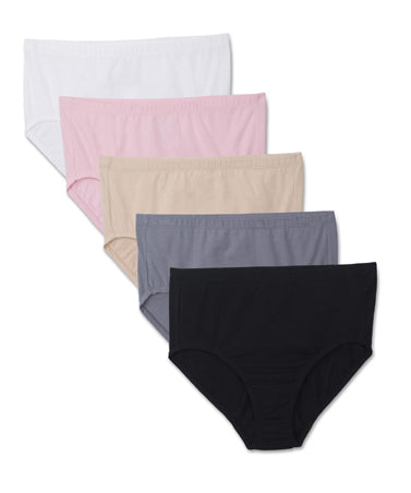 Beauty 5-Pack Soft Elastic Plus Size Panties+ 1 Free Bra