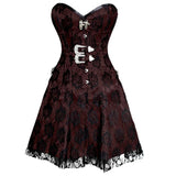 Brown Satin Black Net Corset Dress