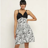 Quatrefoil printed Waist Reducing Underbust Corset Dress