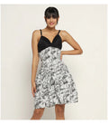 Quatrefoil printed Waist Reducing Underbust Corset Dress