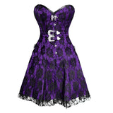 Purple Satin Black Net Corset Dress