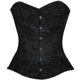 Black Embroidery Overbust corset