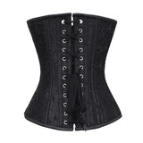 Affra Black Brocade Waist Training Overbust Corset
