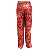 Red Gold Jacquard Side Lace Trouser