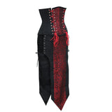 Red Brocade Black Suede Waist Reducing Underbust Corset Dress