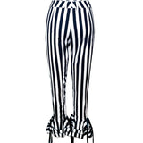 Black and white Striped ruffle pants