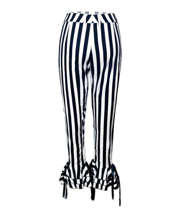 Black and white Striped ruffle pants