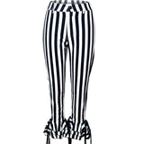 Black and white Striped ruffle pants